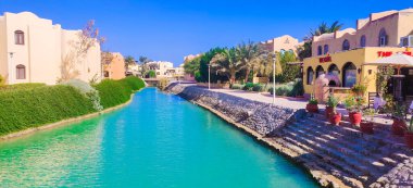 Göl kenarında güneşli bir gün, göl manzaralı renkli çiçeklerle yaz ortası.