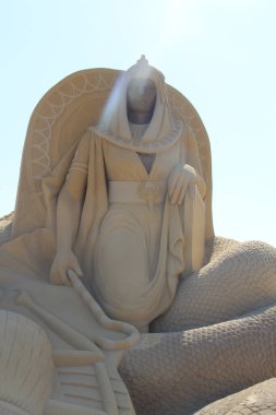 Sculptures made of sand for famous historical and ancient figures clipart