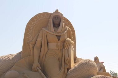 Sculptures made of sand for famous historical and ancient figures clipart