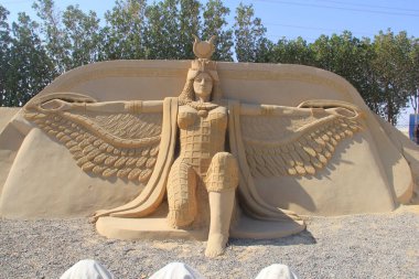 Sculptures made of sand for famous historical and ancient figures clipart