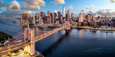 Brooklyn Köprüsü Aşağı Manhattan New York