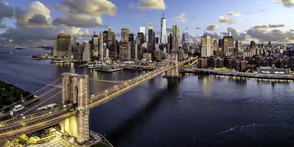 Brooklyn Köprüsü Aşağı Manhattan New York