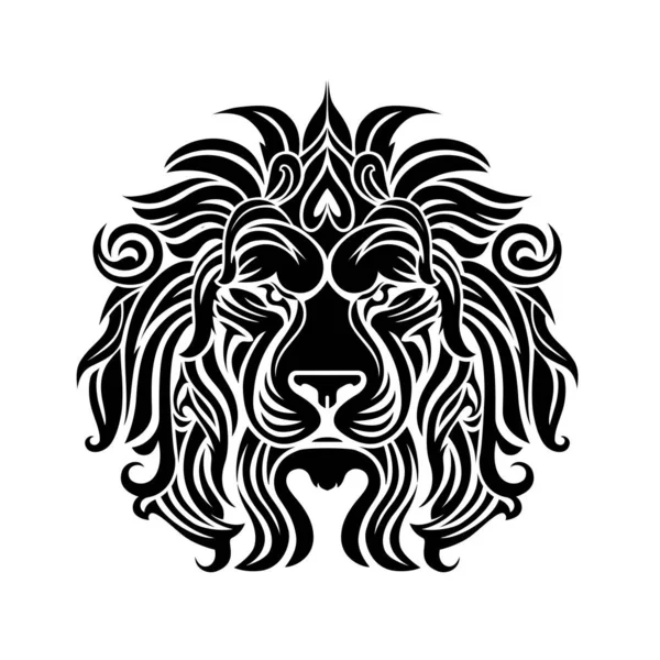 狮子王抽象标识矢量图解 标识设计 狮子标识黑色简单扁平图标白色背景 狮头吉祥物标志设计矢量模板 创造性地说明概念 — 图库矢量图片