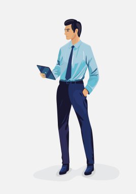 Vector illustration of smart businessman character.Leadership and success, Executive and professional, Business and marketting concept. clipart