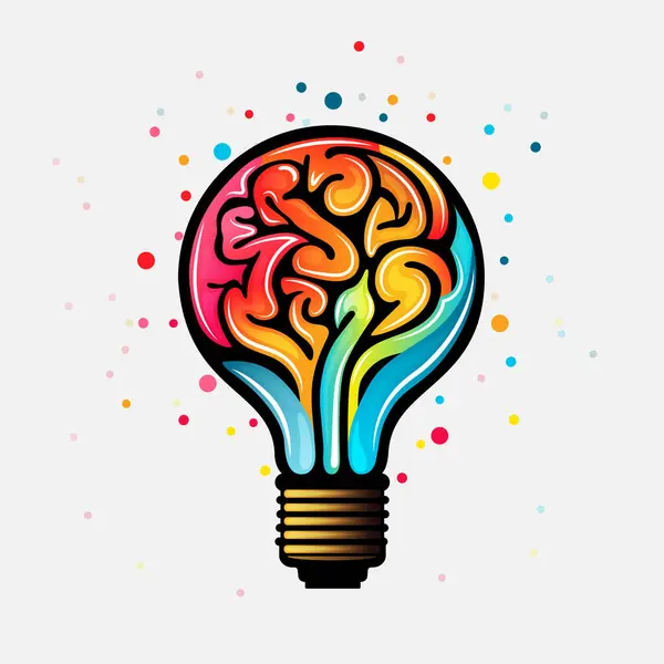 Creatief Idee Lamp Hersenen Geïsoleerd Achtergrond Hersengegevens Start Concept Symbool — Stockvector