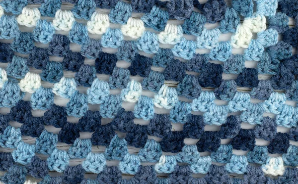 Textur Eines Blau Weißen Gehäkelten Schals — Stockfoto