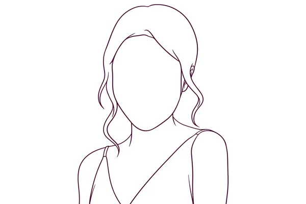 Belle Femme Robe Dessinée Main Illustration Vectorielle Style — Image vectorielle