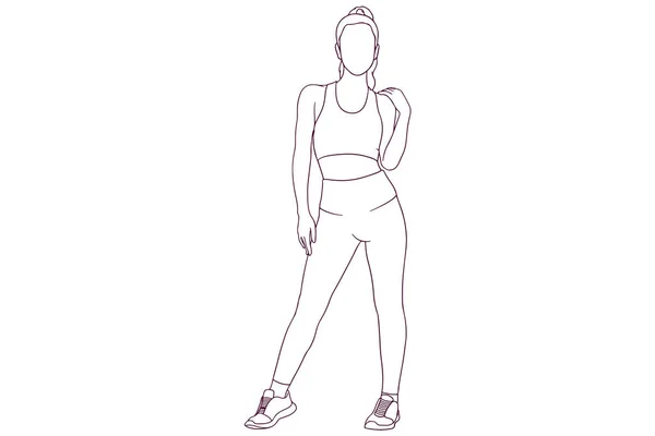 Chica Fitness Dibujado Mano Estilo Vector Ilustración — Archivo Imágenes Vectoriales