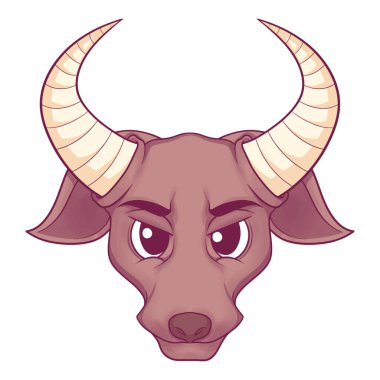 Güzel el çizilmiş boğa kafası.