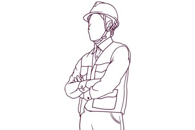 Çapraz elli mühendis çizilmiş biçim vektör çizimi