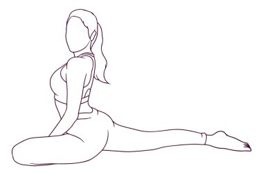 Yoga yapan kız el çizimi biçim çizimi illüstrasyonuName