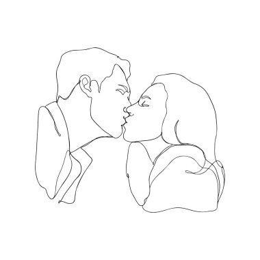 Bir çizgi çift öpüşüyor.