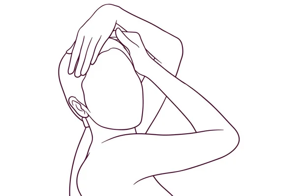 Menina Bonita Posando Mão Desenhada Estilo Vetor Ilustração — Vetor de Stock