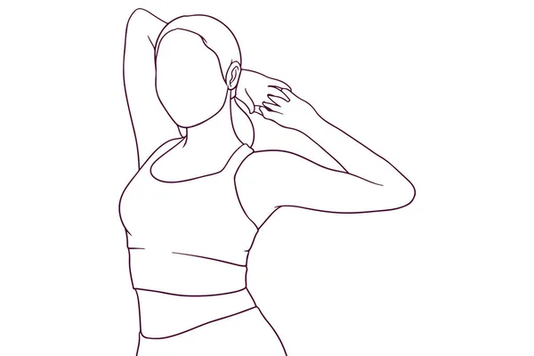 美丽的健身女子手绘风格矢量插图 — 图库矢量图片