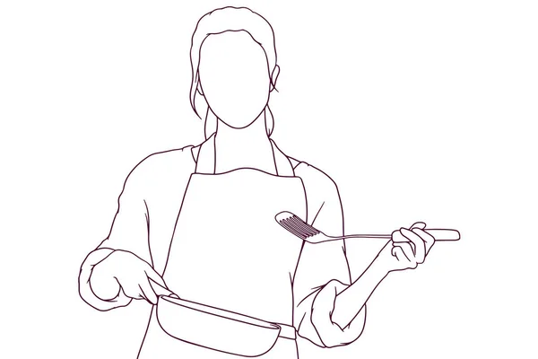 Vacker Kock Matlagning Hand Ritad Stil Vektor Illustration — Stock vektor