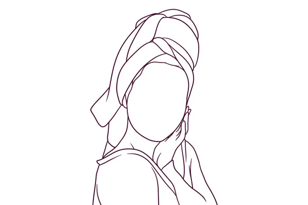 Beautiful Girl Wearing Turban Hand Drawn Style Vector Illustration — Stock Vector
