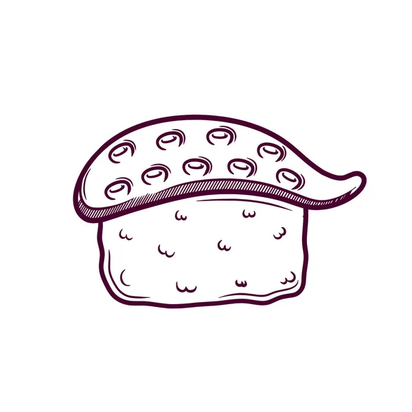Lindo Sushi Mano Dibujado Garabato Ilustración — Vector de stock