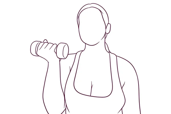 Mujer Fitness Sosteniendo Una Mancuerna Concepto Vida Saludable Ilustración Vectores — Vector de stock