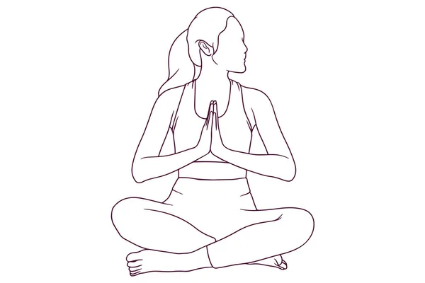 Girl Doing Yoga Hand Drawn Style Vector Illustration — Stock Vector