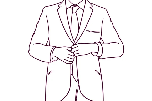 Homem Negócios Desenhado Mão Vestir Ilustração —  Vetores de Stock