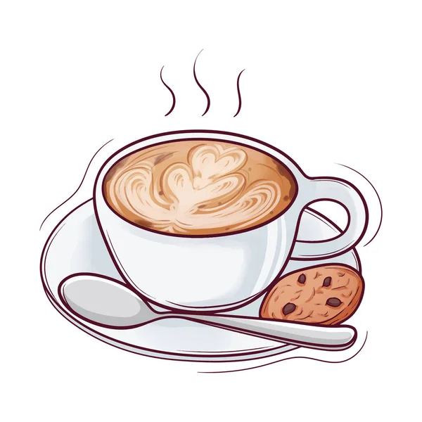 Ручна Намальована Кава Печивом — стоковий вектор