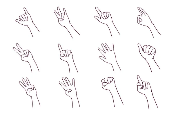 Mão Desenhada Dentro Ilustração Gesto Mão Gesto Dedo — Vetor de Stock