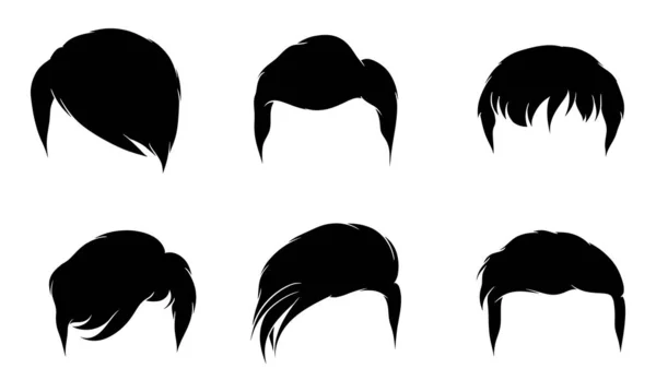 Silueta Dibujada Mano Los Hombres Peinado Ilustración — Vector de stock