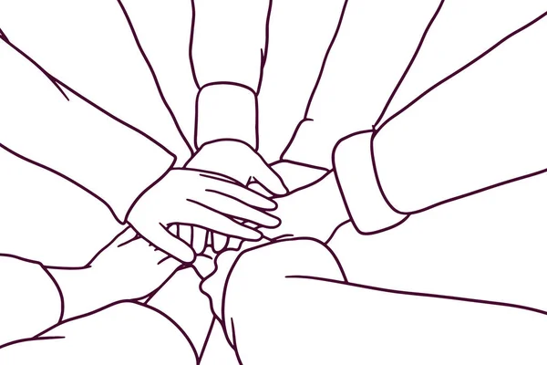 Illustration Pile Mains Dessinée Main — Image vectorielle