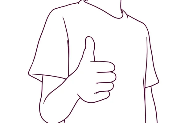 Erkek Eli Baş Parmak Işareti Gösteriyor Çizimi Biçim Vektör Illüstrasyonu — Stok Vektör