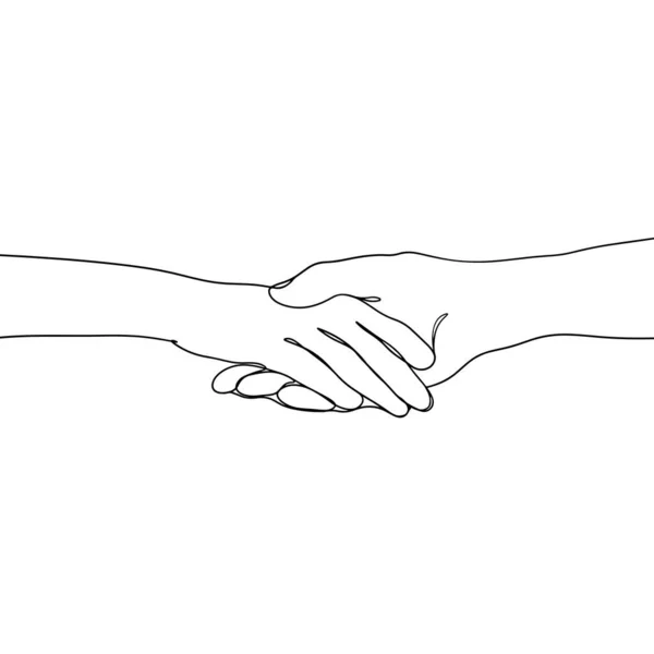 1本の線式手すりカップルが手を握り — ストックベクタ