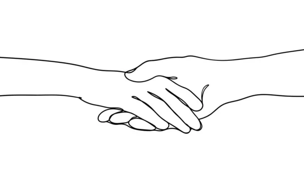 Minimale Zeilenkunst Handshake Illustration — Stockvektor
