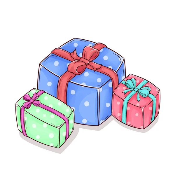 Set Cute Hand Drawn Gift Box — Stock Vector
