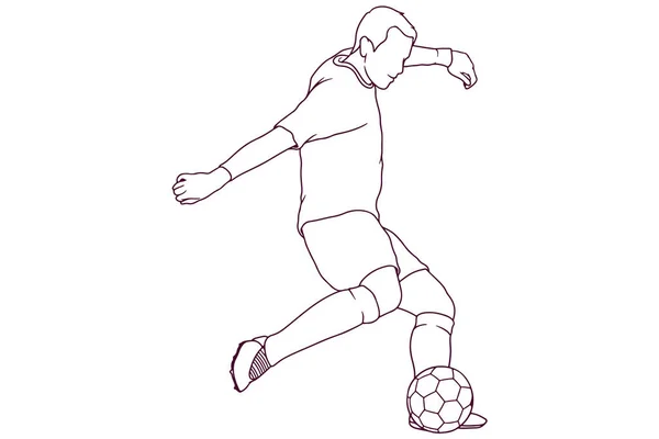 Calciatore Calcio Palla Mano Disegnato Stile Vettoriale Illustrazione — Vettoriale Stock