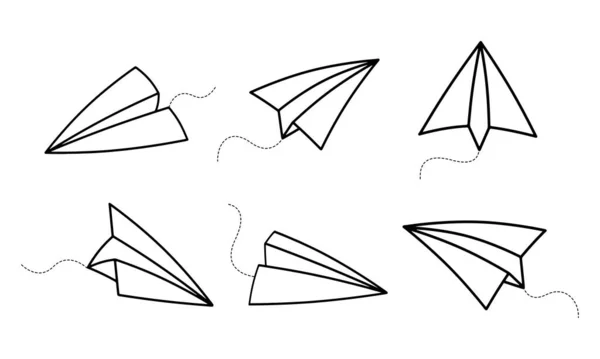 Set Hand Drawn Paper Plane Illustration — Stock Vector