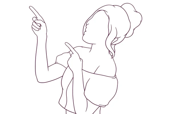 Schöne Mädchen Ponting Hand Gezeichnet Stil Vektor Illustration — Stockvektor