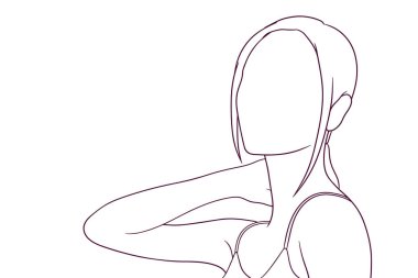 Güzel bir kadın el çizimi biçim çizimi çizimi çizimi