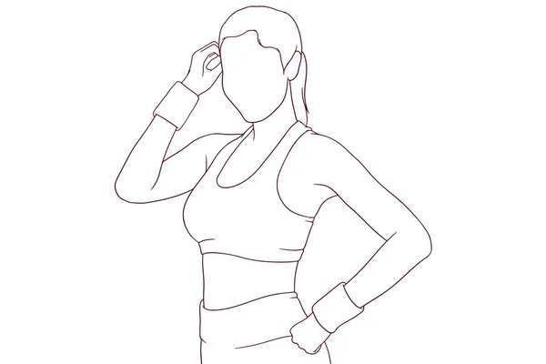 Beautiful Girl Fitness Clothes Hand Drawn Style Vector Illustration — Image vectorielle