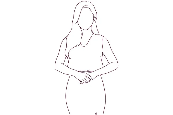Geschäftsfrau Posiert Selbstbewusst Handgezeichnete Vektorillustration — Stockvektor