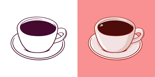 コーヒーカップドードル手描きベクトルイラスト — ストックベクタ