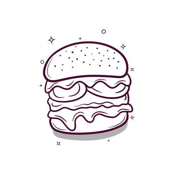 Ilustração Vetor Cheeseburger Desenhado Mão — Vetor de Stock