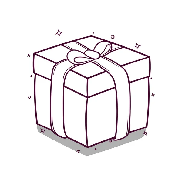 Ručně Kreslená Vektorová Ilustrace Dárkové Krabice — Stockový vektor