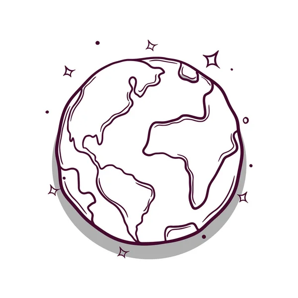 手描きの惑星地球ベクトル図 — ストックベクタ