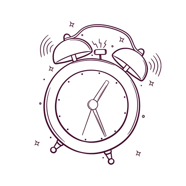 Reloj Despertador Dibujado Mano Ilustración Vector — Archivo Imágenes Vectoriales