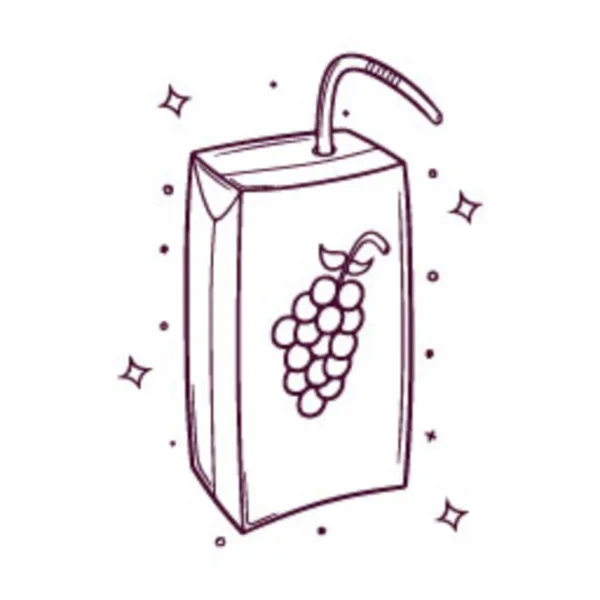 手绘葡萄汁盒矢量图解 — 图库矢量图片