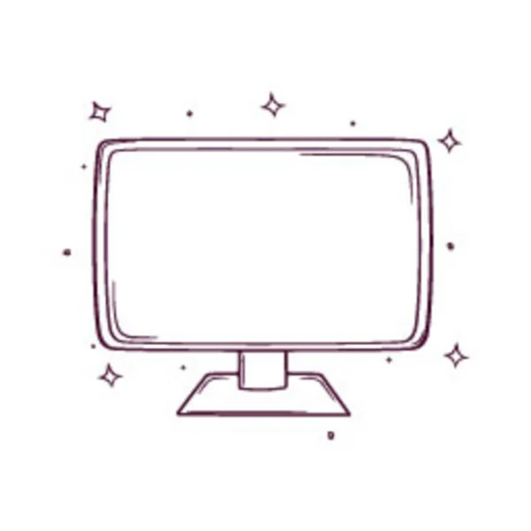Ručně Kreslená Ilustrace Vektoru Monitoru Počítače — Stockový vektor