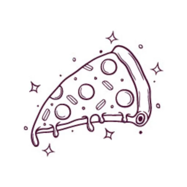 Rebanada Dibujada Mano Pizza Vector Ilustración — Vector de stock