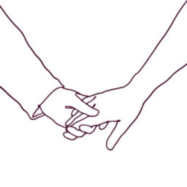 Une Ligne Handrawn Couple Tenant Main Illustration — Image vectorielle