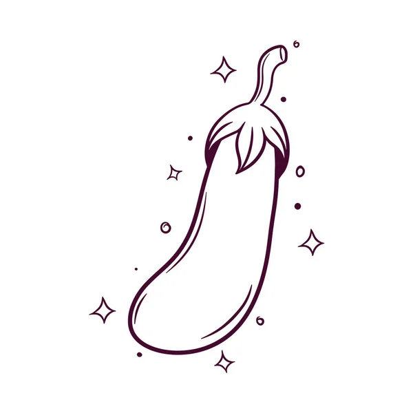 Eggplant Hand Drawn Vector Illustration — Vetor de Stock