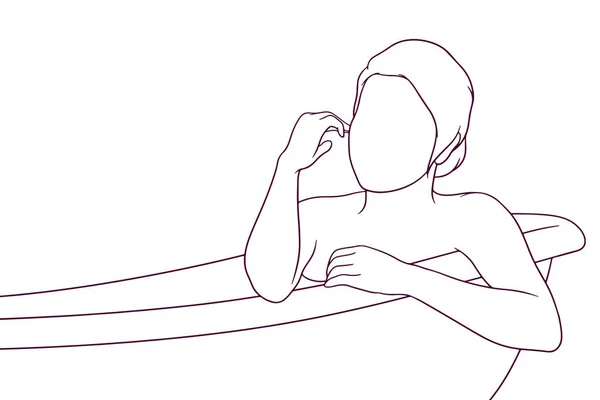 Femme Prenant Bain Concept Rafraîchissant Illustration Vectorielle Dessinée Main — Image vectorielle