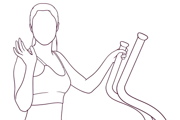 Flicka Löpbandet Cardio Workout Concept Handritad Vektor Illustration — Stock vektor